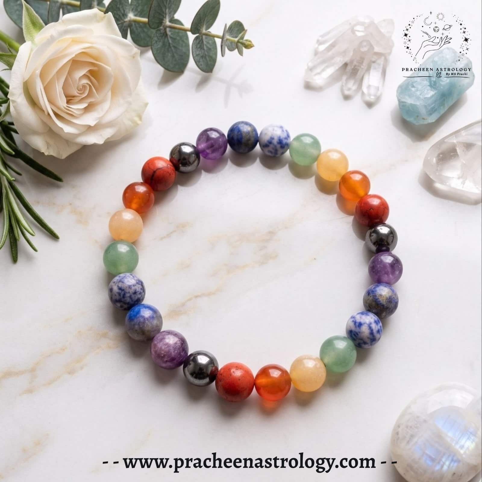Pracheen Crystals Seven Chakra Bracelet Pracheen Crystals Seven Chakra Bracelet